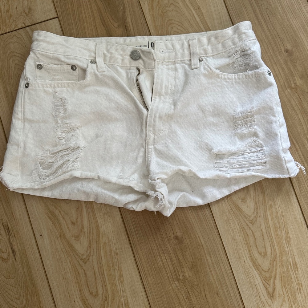 Lovers and Friends White Denim Distressed Cut Off Shorts - Size 29